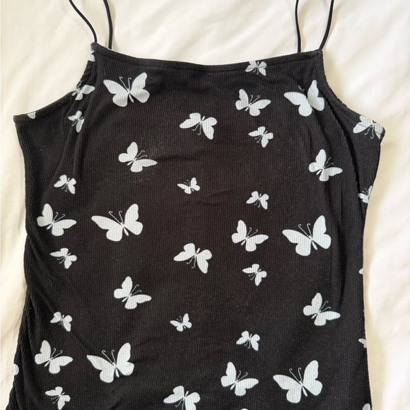 Justify Black Strapless Dress with White Butterfly Print - Picture 2 of 4